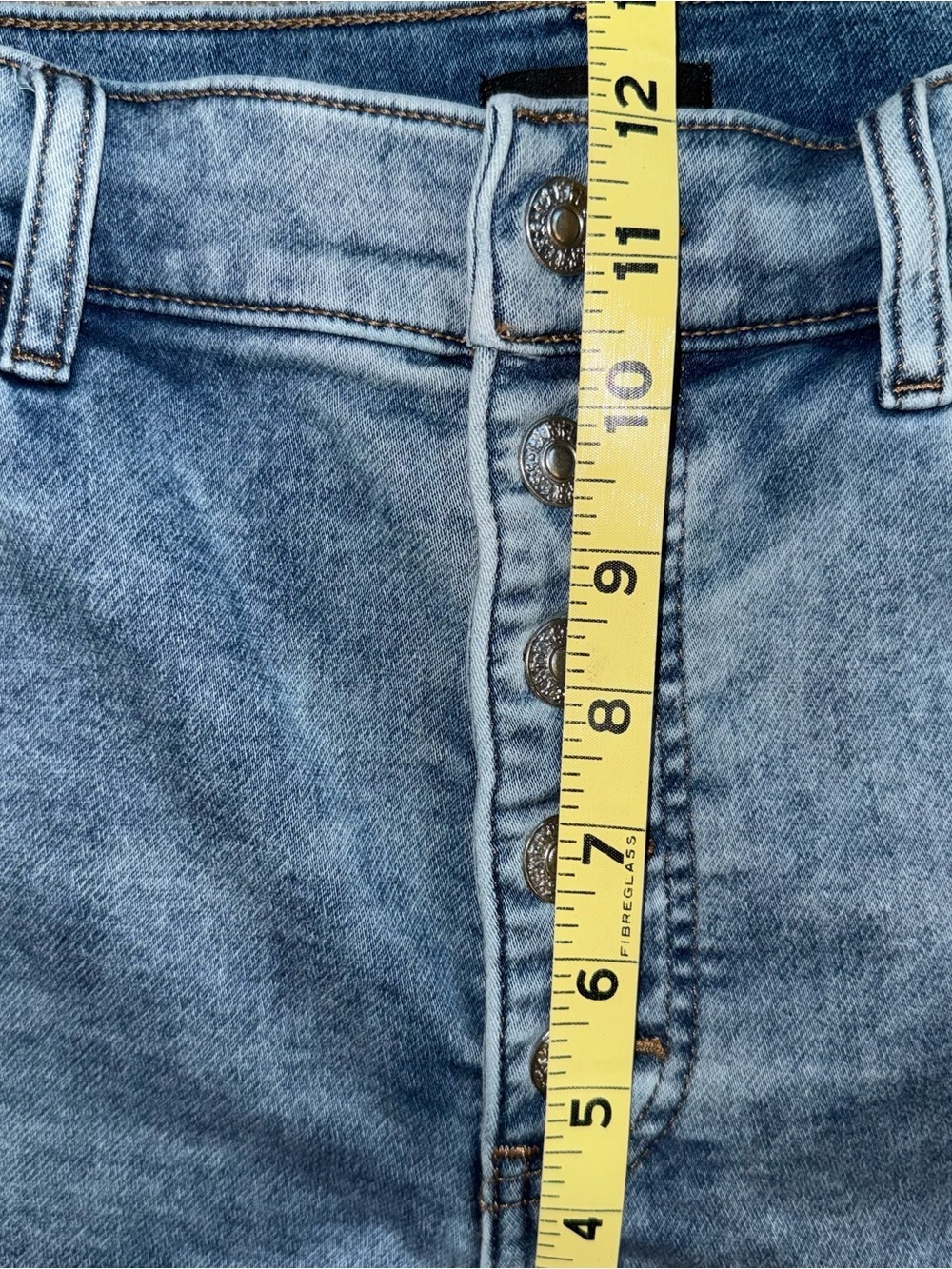 Express high rise skinny acid wash jeans; button fly size 12R - Picture 9 of 11